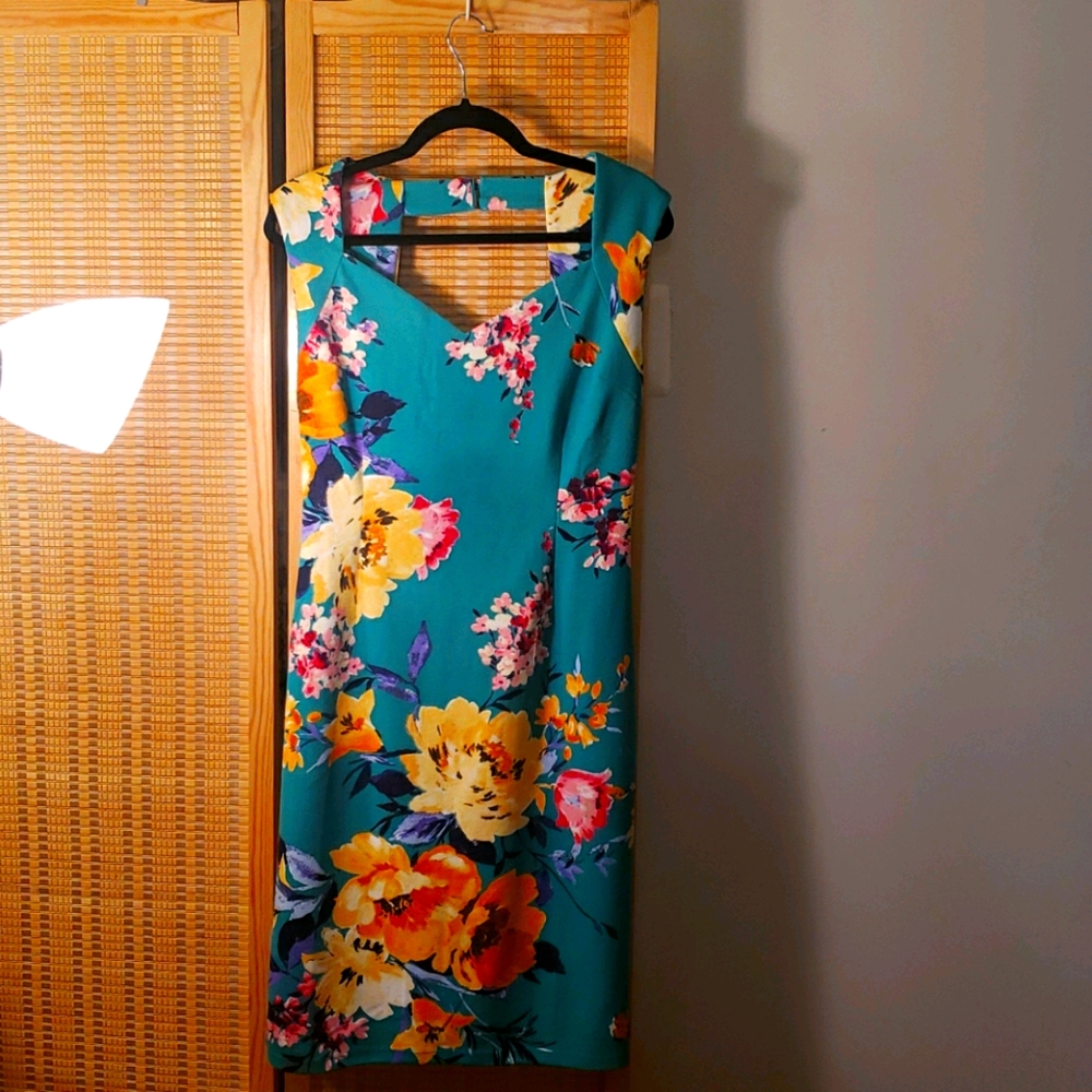 New York & Co Turquoise Sheath size L